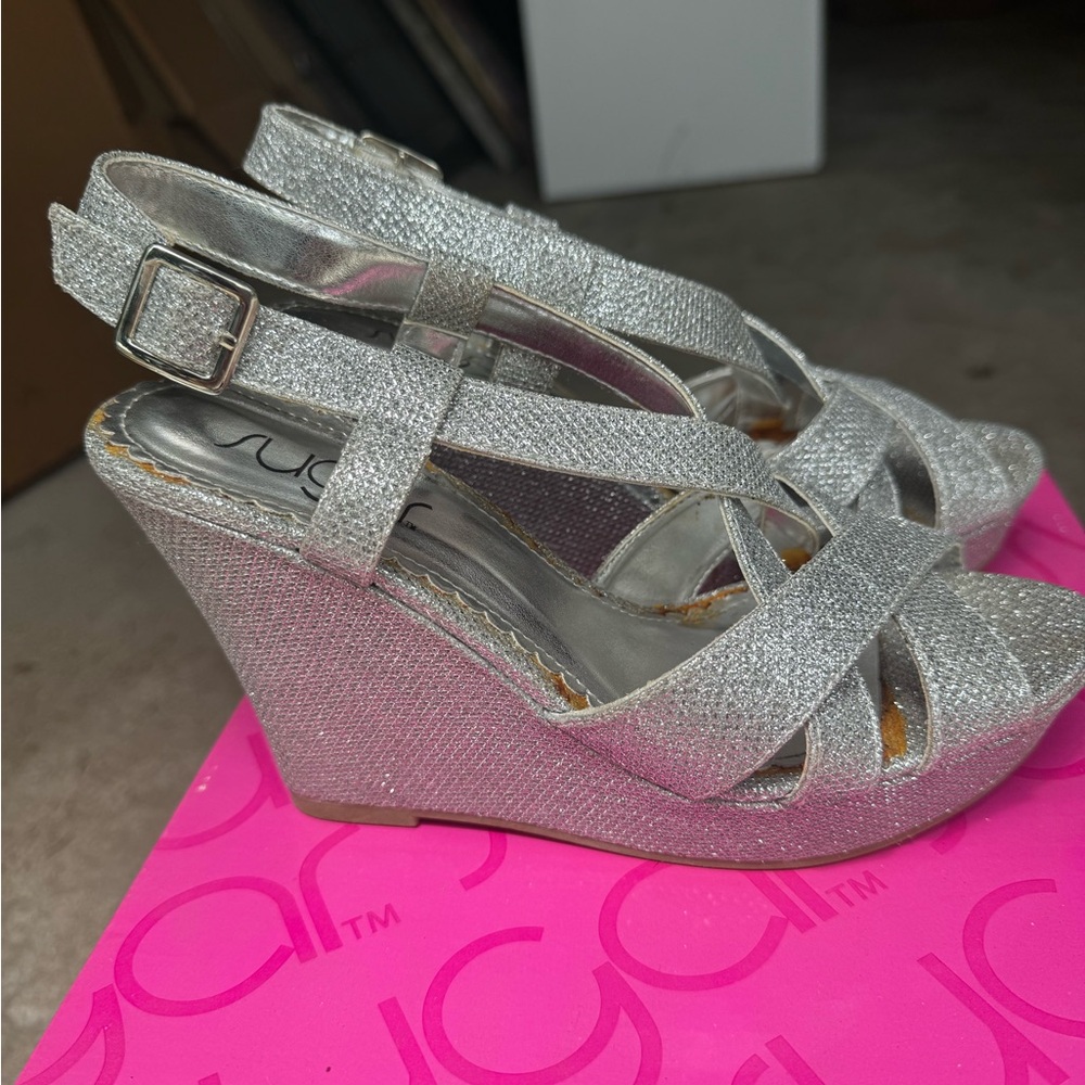 Silver Wedge Heel Size 6